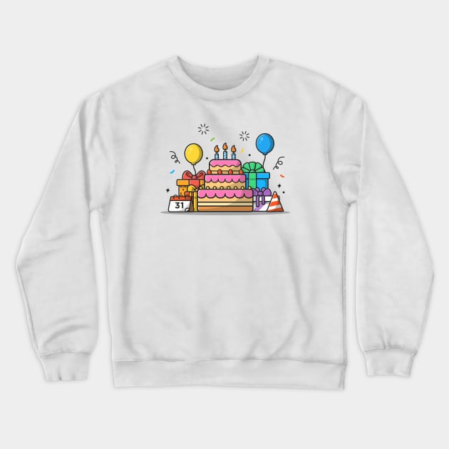 Gift Box And Birthday Cake Crewneck Sweatshirt by Catalyst Labs